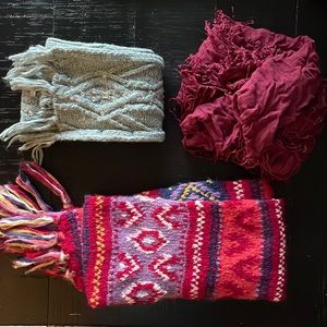 Betsey Johnson and Nordstrom Brass Plum Set of 3 Scarves